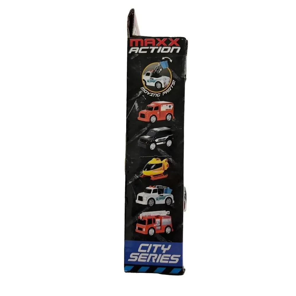 Maxx Action City Series Emergency Vehicles 5 Piece Toy Car Truck Helicopter Set